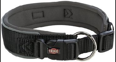 TRIXIE PREMIUM HALSBAND HOND EXTRA BREED ZWART / GRAFIET GRIJS 33-42X3,5 CM