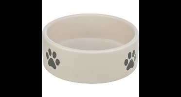 TRIXIE VOERBAK / DRINKBAK HOND POOTMOTIEF KERAMIEK LICHTGRIJS / GRIJS 800 ML 16 CM