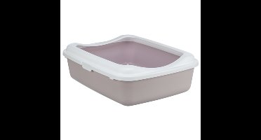 TRIXIE KATTENBAK CLASSIC MET RAND LILA / WIT 37X48X15 CM