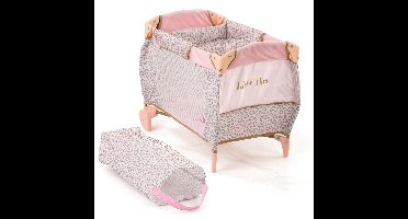 Little Diva Opvouwbare Poppenbedje 41x28x12 cm Roze/Goud