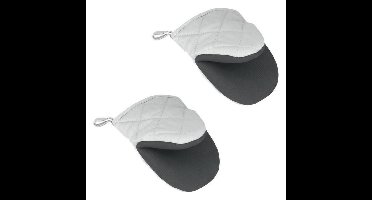 Metaltex Katoenen Ovenhandschoenen 14x14 cm Grijs/Wit 2 Stuks