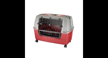 Bama Pet Transportbox met Wieltjes 88x52x60 cm Rood/Grijs