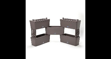 Bama Brick Koppelbare Plantenbakken 75L 59x23x27 cm 5 Stuks Antraciet