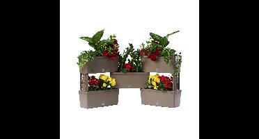 Bama Brick Koppelbare Plantenbakken 75L 59x23x27 cm 5 Stuks Taupe