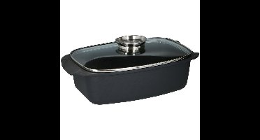 Alpina Braadslee met Glazen Deksel 5.5L 39.5x22.5x10.8 cm Zwart