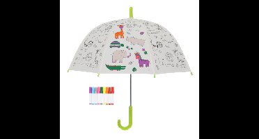 Inkleurparaplu Jungledieren + 9 Stiften