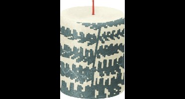 Bolsius Rustiek printed stompkaars 80/68 Soft pearl fern