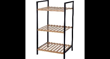 Excellent Houseware Handdoekenrek 3 Etages 38x32x70 cm Bamboe/Metaal/Zwart