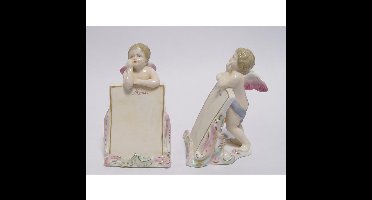 A PAIR OF PORCELAIN MENU STANDS