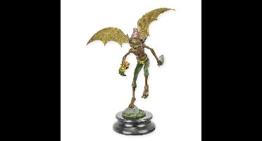 A BRONZE SCULPTURE OF A WINGED GOBLIN