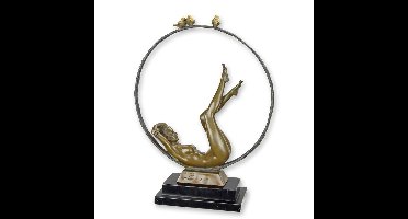 A BRONZE SCULPTURE OF A FEMALE NUDE WITH HOOP
