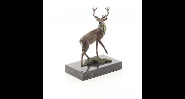 A BRONZE SCULPTURE OF A RED DEER