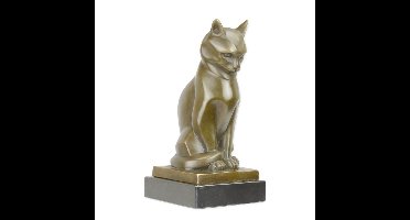 A BRONZE SCULPTURE OF A CAT