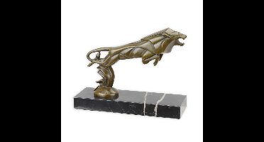 A BRONZE CAR MASCOT OF A LEAPING LION