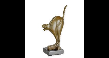 A BRONZE SCULPTURE OF AN ART DECO CAT