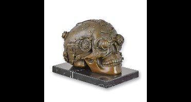 Bronzen steampunk beeld van een schedel