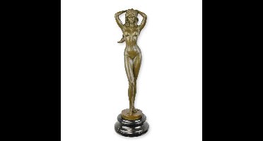 BRONZEN BEELD VAN EEN VROUWELIJK NAAKT hoogte 50 cm