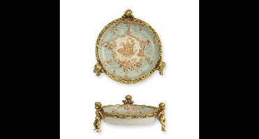 A BRASS MOUNTED PORCELAIN DISH