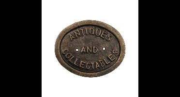 Gietijzeren "antiek en verzamelobjecten" plaquette
