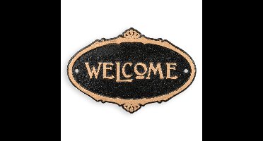 Gietijzeren "welkom"-plaquette - zwart & goud
