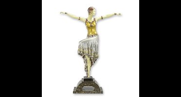 BRONZEN BEELD VAN EEN DANSERES hoogte 69 cm