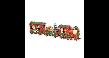 A TIN MODEL OF A LOCOMOTIVE WITH 2 WAGONS IN CHRISTMAS STYLE