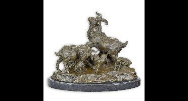 A BRONZE GROUP OF A FAMILY OF GOATS