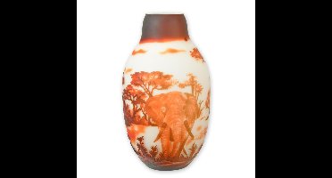 A CAMEO GLASS BALUSTER VASE "AFRICAN ELEPHANT"