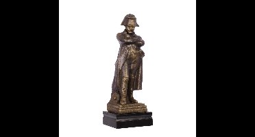A CAST IRON NAPOLEON STATUE ON MARBLE BASE
