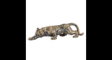 A CAST IRON SCULPTURE OF A PANTHER
