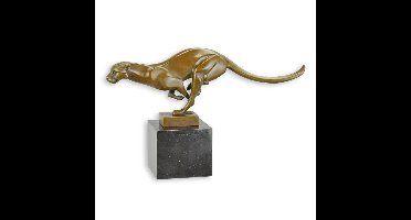 A BRONZE SCULPTURE OF A RUNNING COUGAR