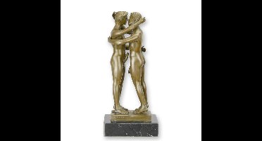 A BRONZE SCULPTURE OF 2 KISSING MEN