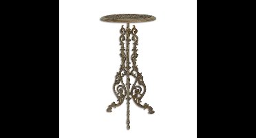 A CAST IRON PLANT TABLE, BROWN