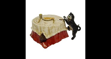A CAST IRON CAT AND FISH MECHANICAL BANK