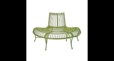 A GREEN DEMI ROUND IRON TREE BENCH