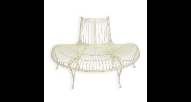 A DEMI ROUND IRON TREE BENCH, WHITE