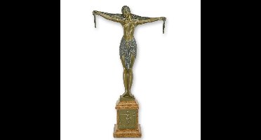 A BRONZE SCULPTURE OF A SCARF DANCER