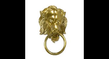 AN ALUMINIUM LION HEAD DOOR KNOCKER