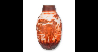 A CAMEO GLASS BALUSTER VASE 'AFRICAN ELEPHANT'