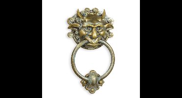 AN XXL CAST IRON DEVIL FACE DOORKNOCKER