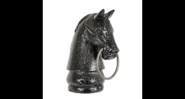 A CAST IRON HITCHING POST HORSE HEAD - BLACK