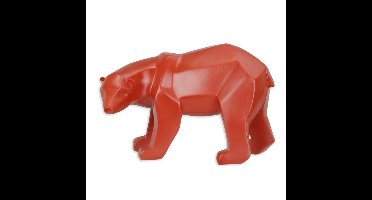 A RESIN POLYGONAL FIGURINE OF A POLAR BEAR, RED