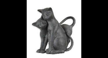 A RESIN GROUP OF TWO CUDDLING CATS