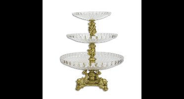 A GLASS MOUNTED 3 TIER BRONZE ETAGÈRE