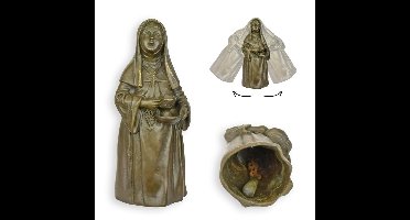Bronzen tafelbel figuur van een non