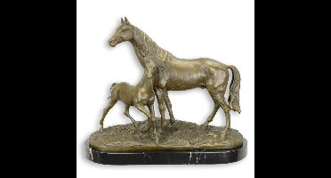 A BRONZE GROUP OF A HORSE AND COLT