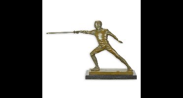 A BRONZE SCULPTURE OF A FENCER