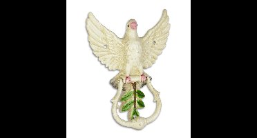 A PAIR OF CAST IRON PIGEON DOOR KNOCKERS