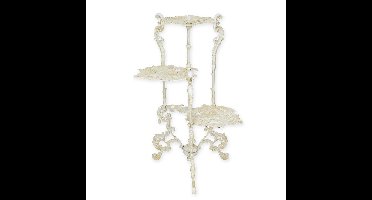 A CAST IRON 3 TIER FLOWER TABLE, WHITE