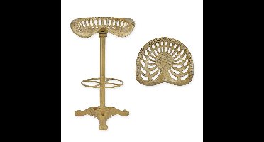 A CAST IRON BAR STOOL, BROWN